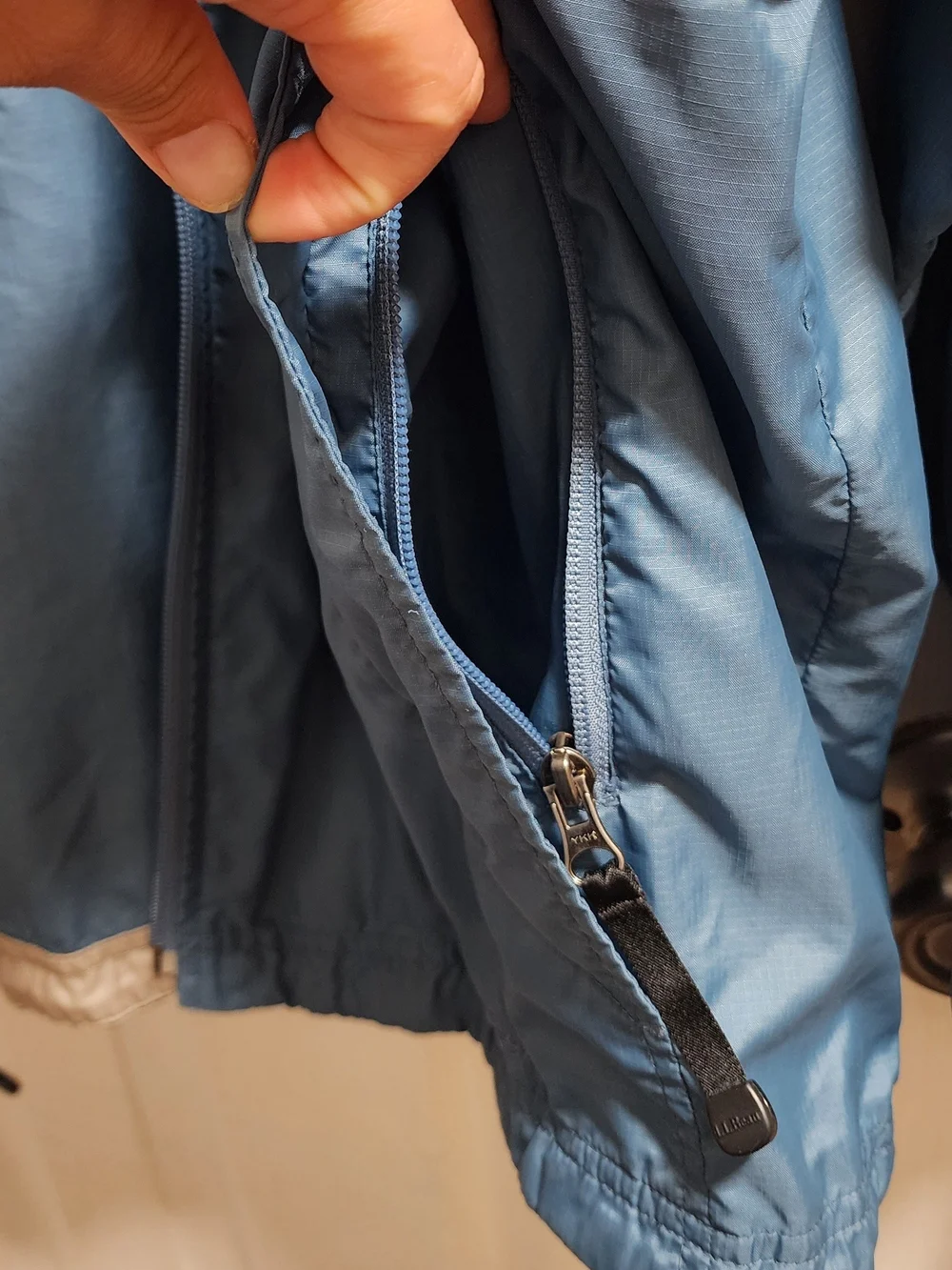 L.L. Bean Men's Slate Blue Lightweight Hooded Jacket